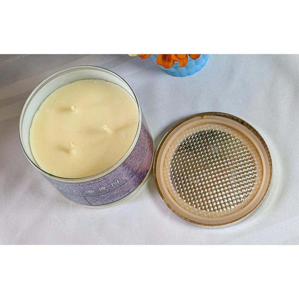 Bath & Body Works Unicorn Sprinkles 3-Wick Candle Holo Glitter Wrap Retired NEW - Picture 4 of 6